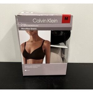 Calvin Klein Women's 2-Pack Lightly Lined Wirefree Bra Set Size M - Open Box